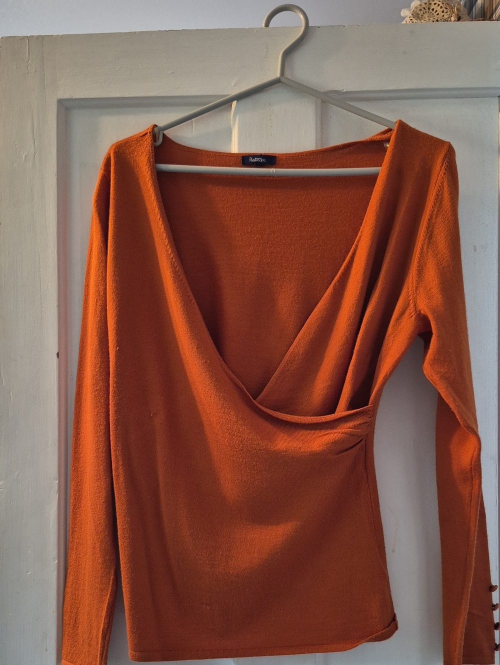 Reitmans Orange Knit Top with Navy Label